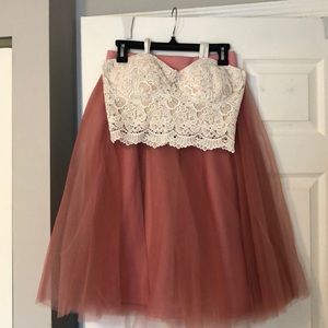 Windsor Store Lace Crop Top & Tulle Skirt